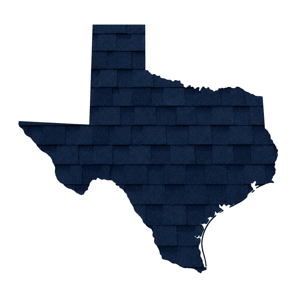 Outline of Texas representing statewide roofing service coverage