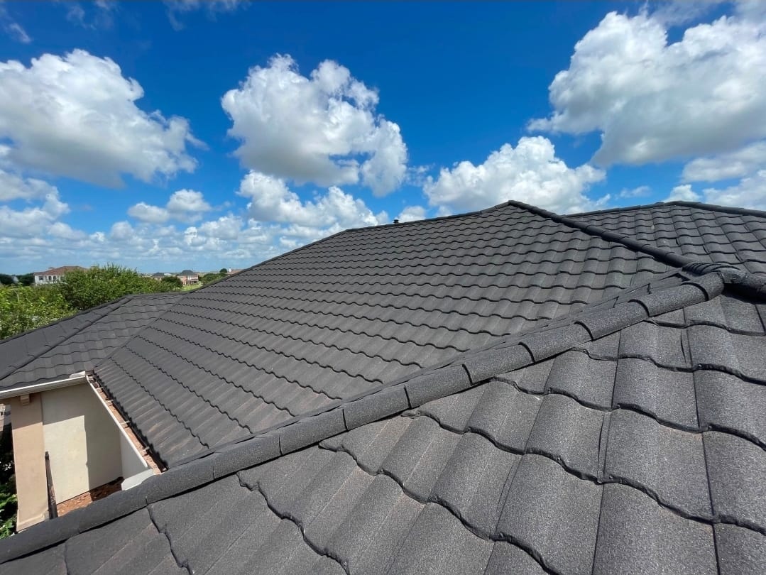 Charcoal Metal Tile Roof — Full Home