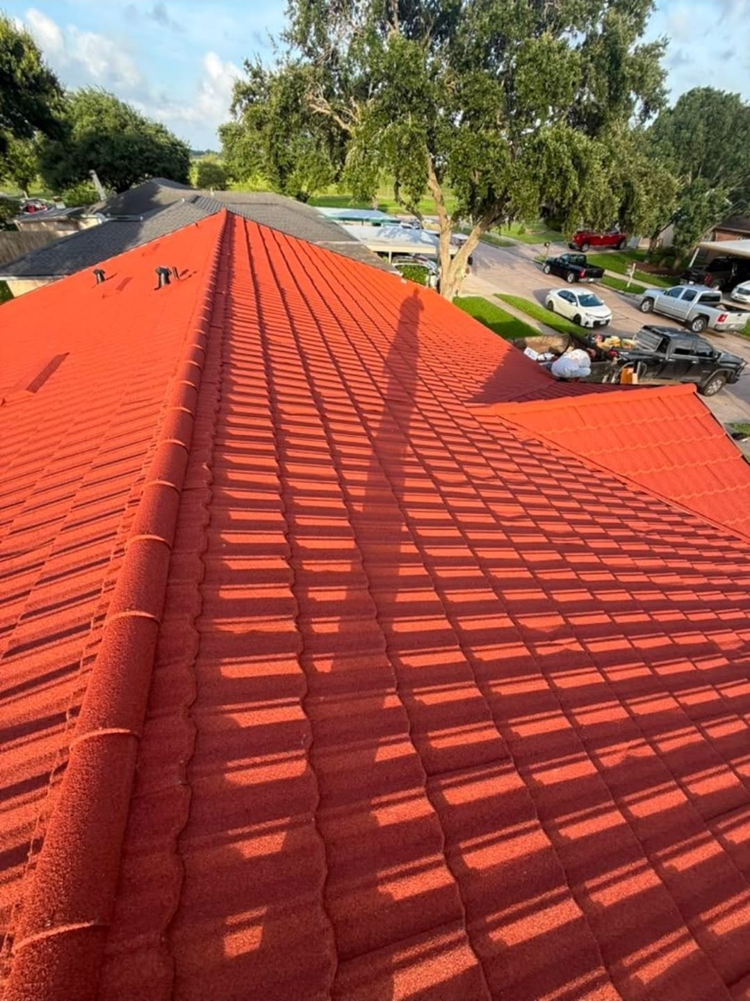 Red Metal Tile Roof — Full View